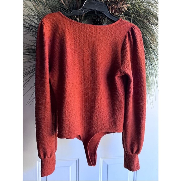 Jessica Simpson burnt orange textured bodysuit square neckline boho size large - Picture 12 of 14